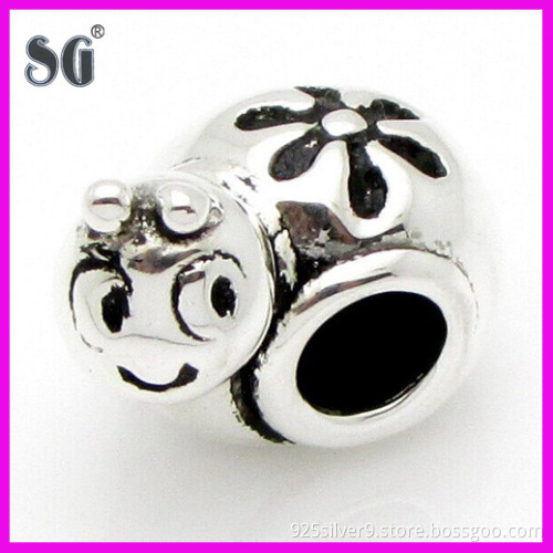 Cute decorative 925 sterling silver oxidized design hard-working bee silver beads